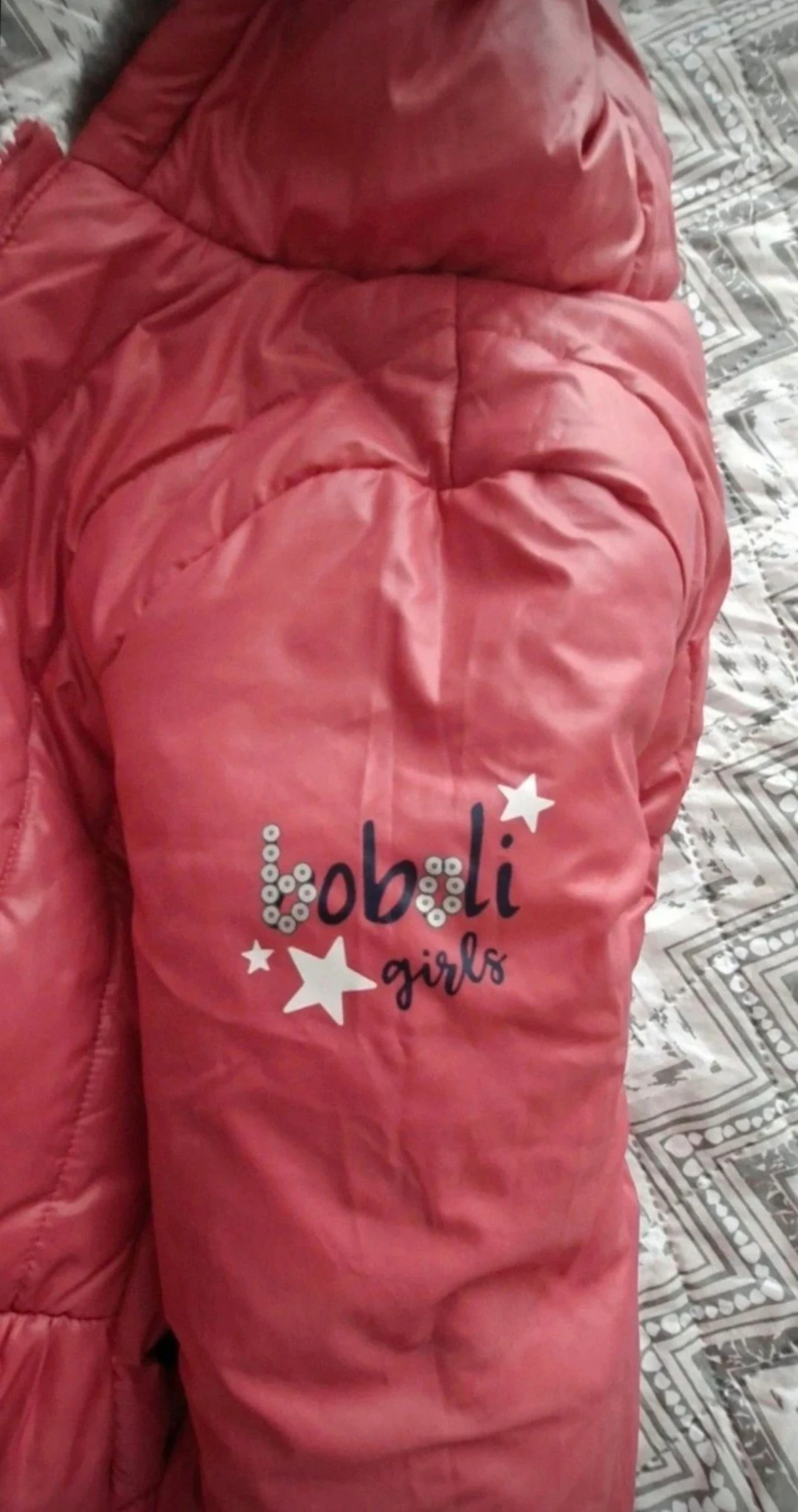 Padded girl's coat, with hood, reversible, size 7 – photo 7